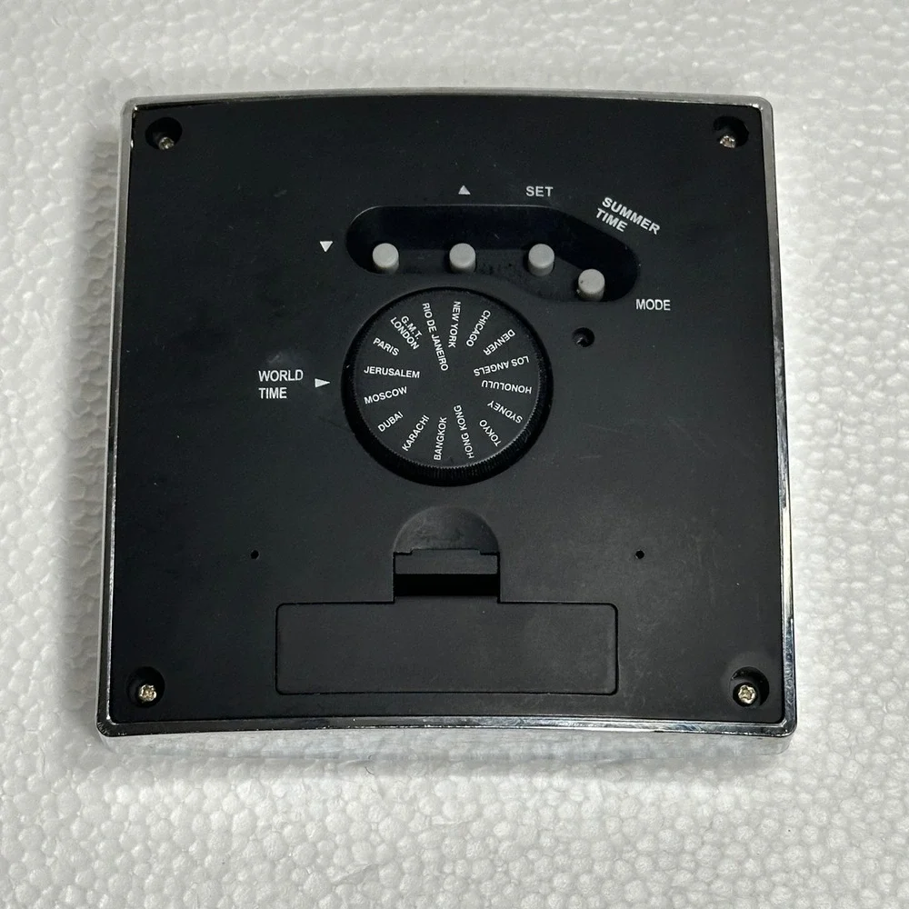 Azzaro Chrome Digital Desk Alarm Clock Vintage Retro Novelty Timepiece Part/Repa